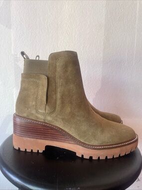 Vince Camuto Olive Suede Platform Chelsea Bootie